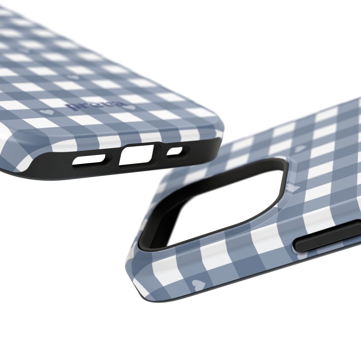 Blue Gingham Heart Phone Case