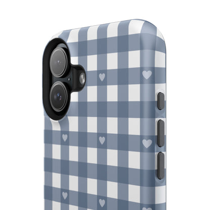 Blue Gingham Heart Phone Case