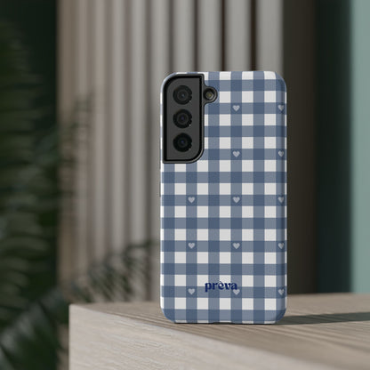 Blue Gingham Heart Phone Case