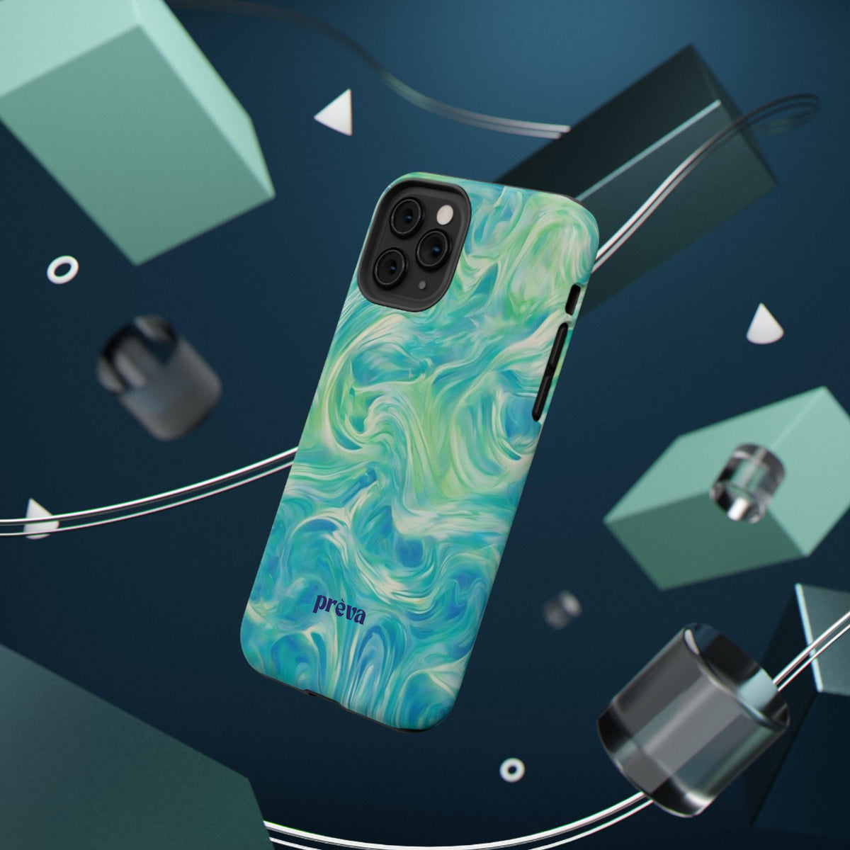 Impact-Resistant Phone Case — Teal Green Marble Swirl