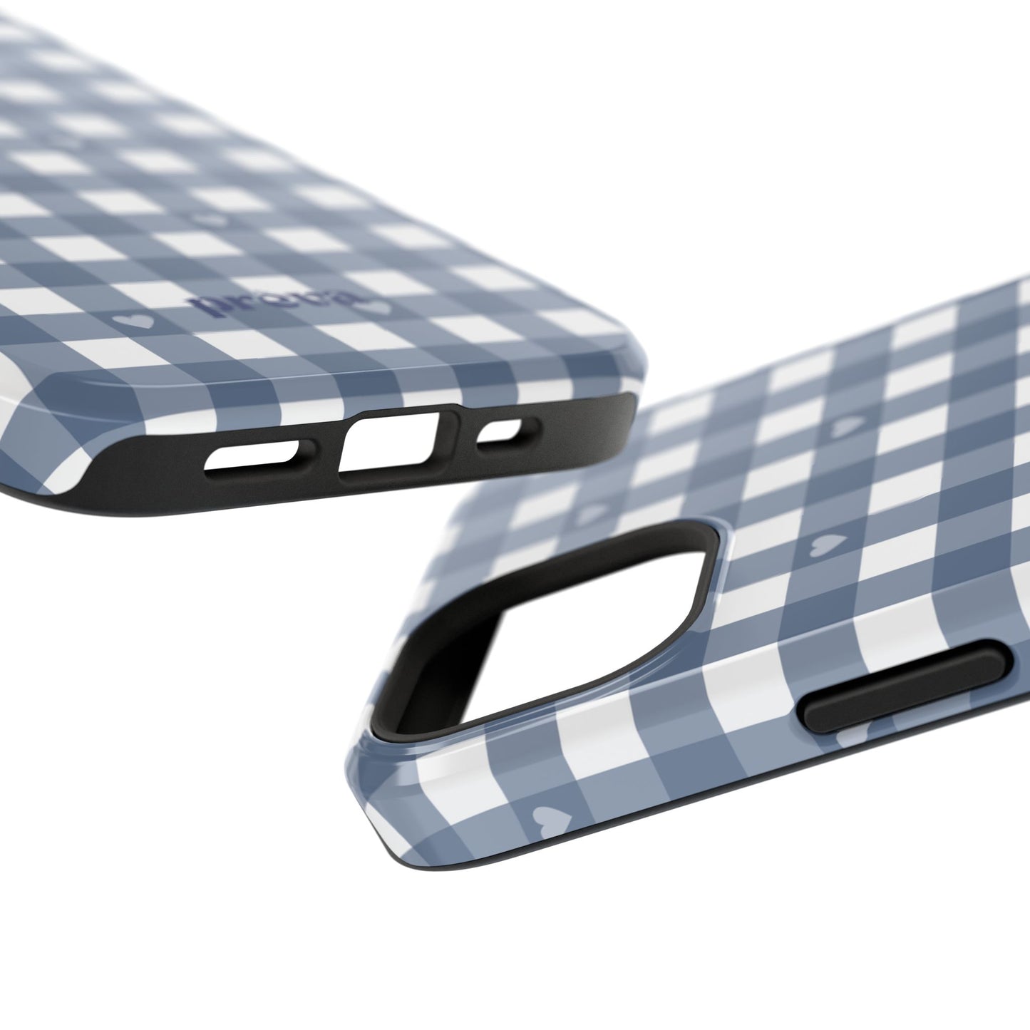 Blue Gingham Heart Phone Case