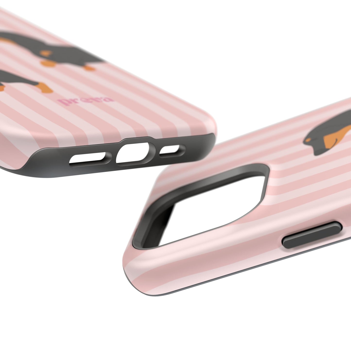 Dachshund Pink Stripes x Emberli Phone Case
