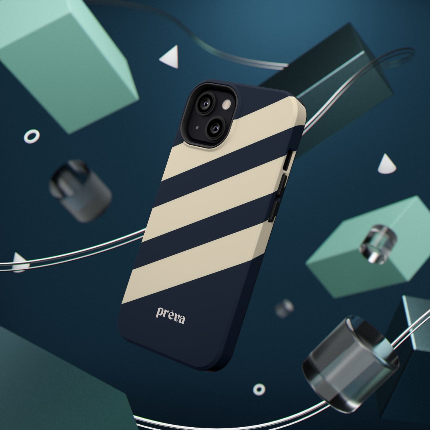 Striped Navy & Cream Phone Case