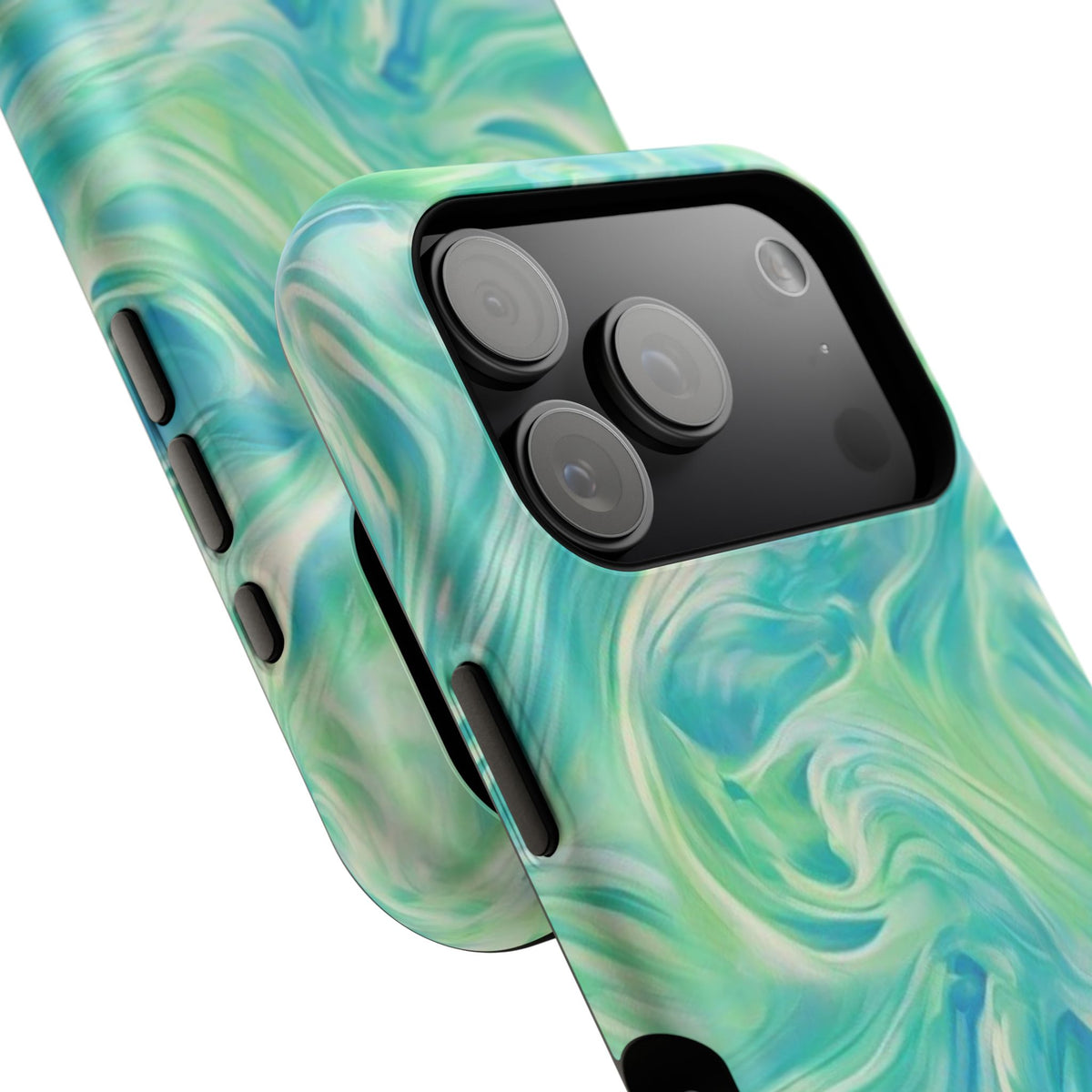 Impact-Resistant Phone Case — Teal Green Marble Swirl