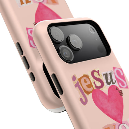 Pink Jesus Loves You Phone Case