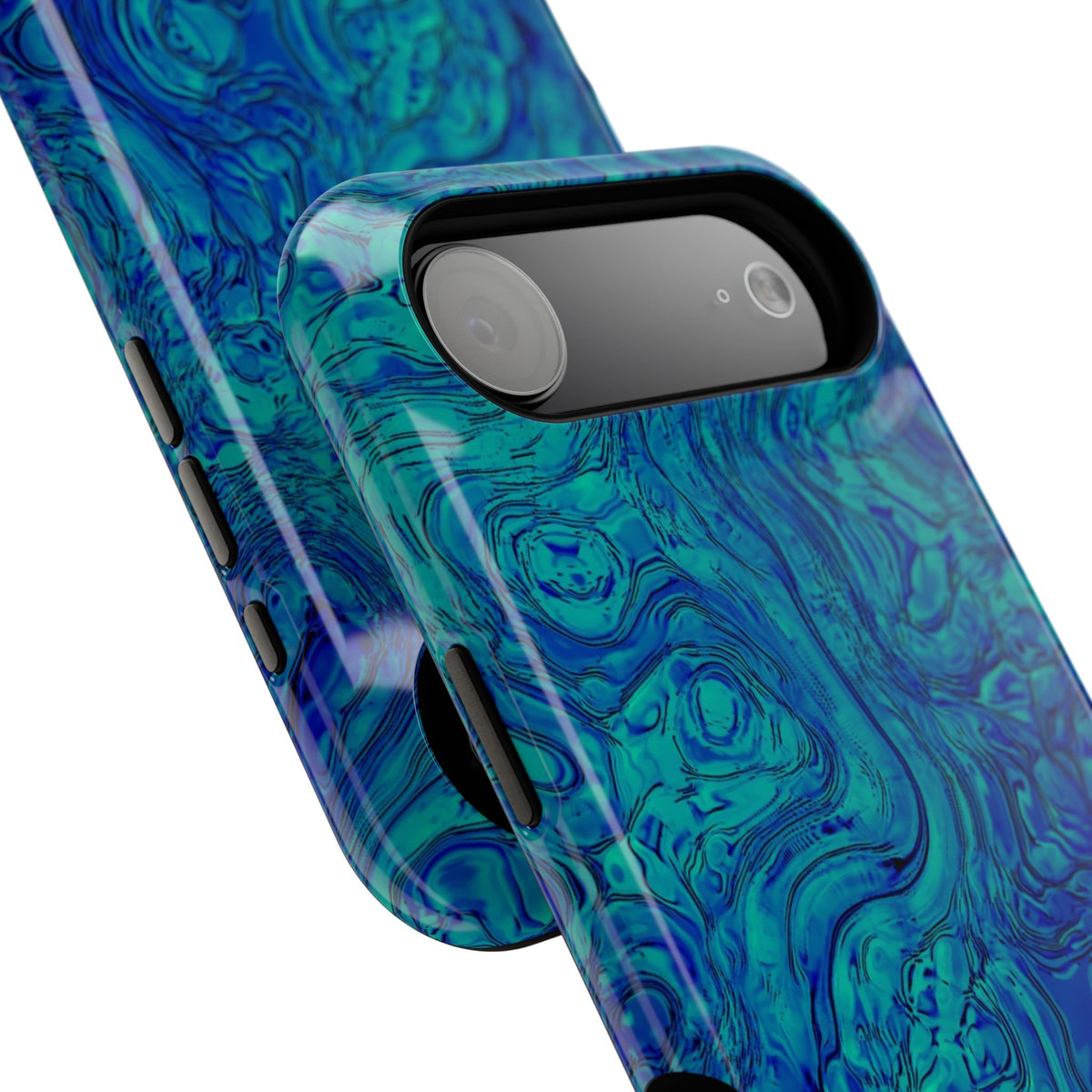 Blue Marble Impact-Resistant Phone Case — Protective Ripple Swirl Design