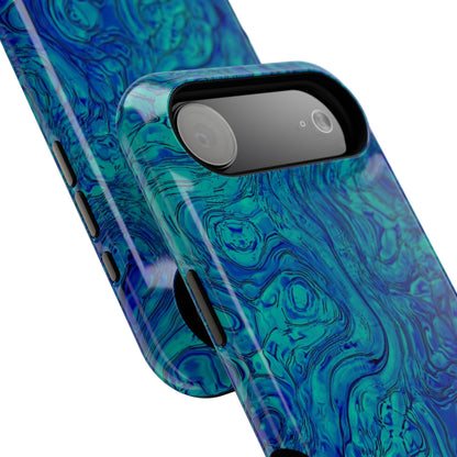 Blue Marble Impact-Resistant Phone Case — Protective Ripple Swirl Design