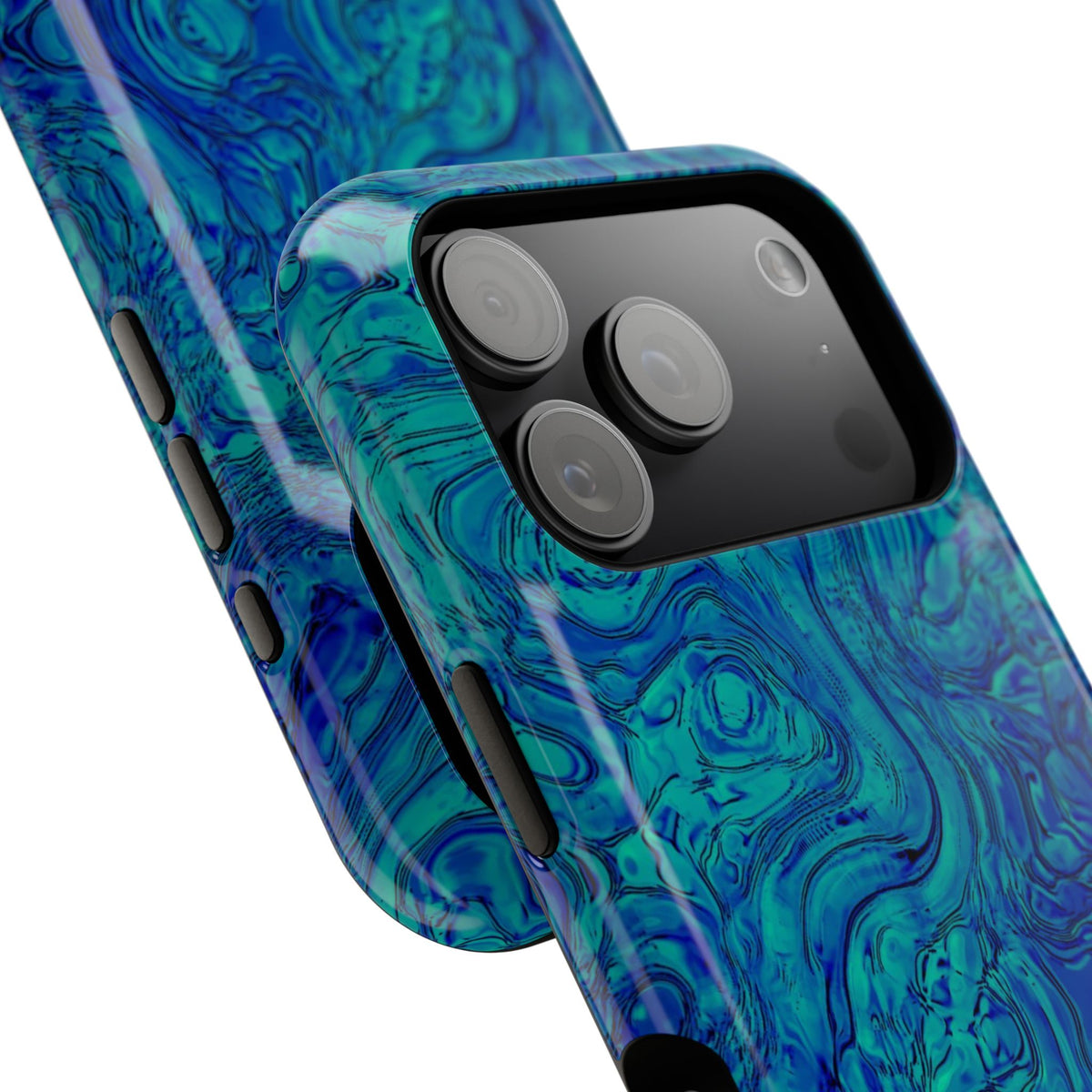 Blue Marble Impact-Resistant Phone Case — Protective Ripple Swirl Design