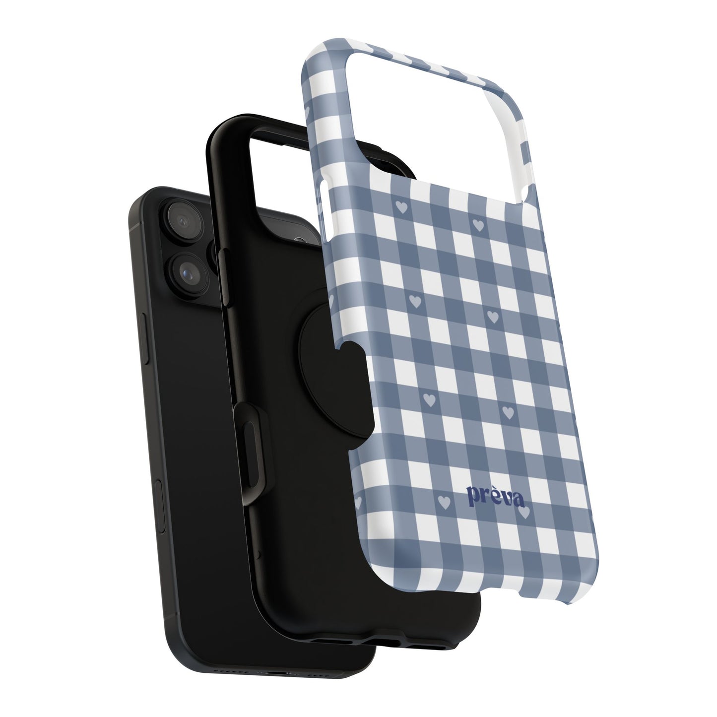 Blue Gingham Heart Phone Case