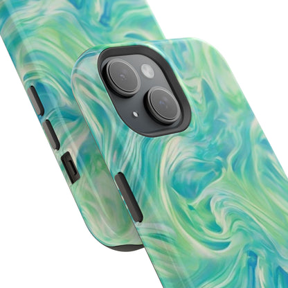 Impact-Resistant Phone Case — Teal Green Marble Swirl
