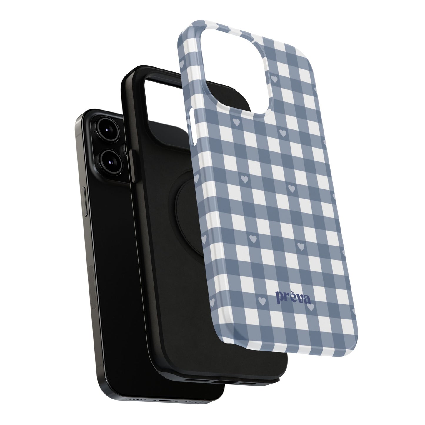 Blue Gingham Heart Phone Case