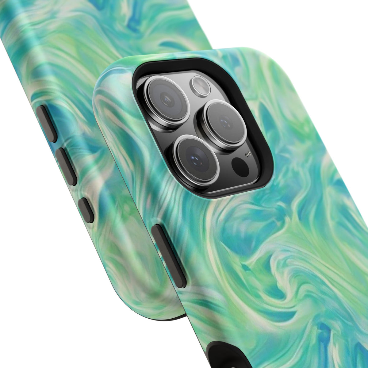 Impact-Resistant Phone Case — Teal Green Marble Swirl