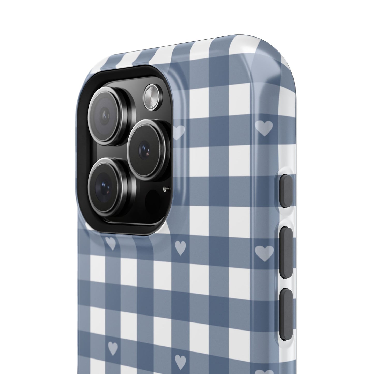 Blue Gingham Heart Phone Case