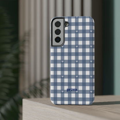 Blue Gingham Heart Phone Case
