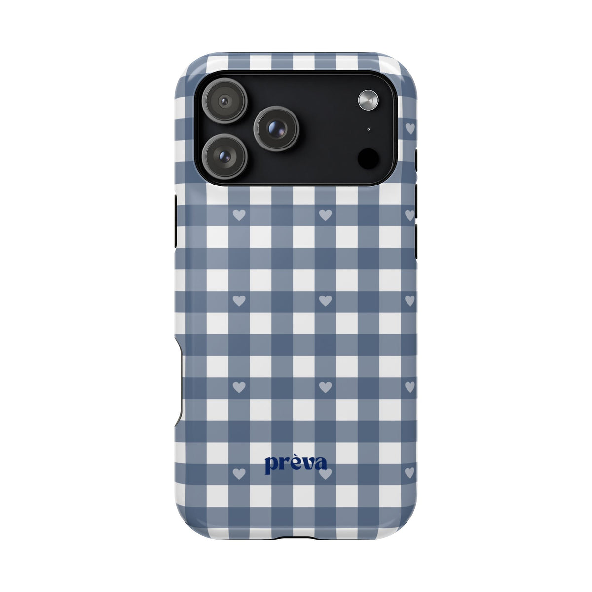 Blue Gingham Heart Phone Case