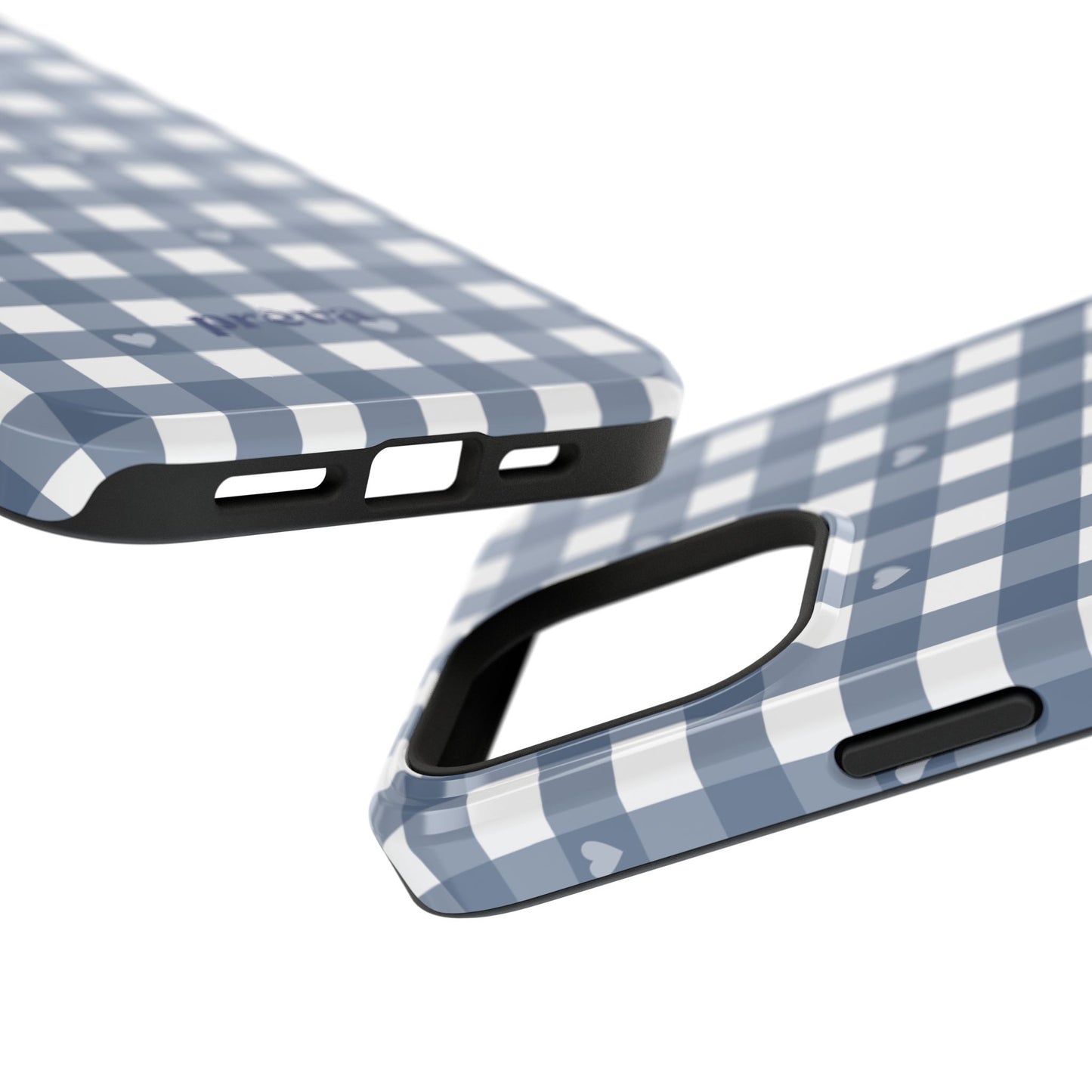 Blue Gingham Heart Phone Case