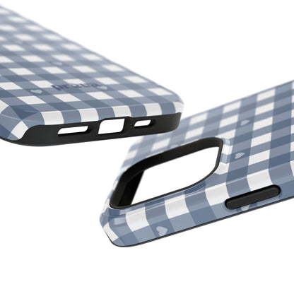 Blue Gingham Heart Phone Case