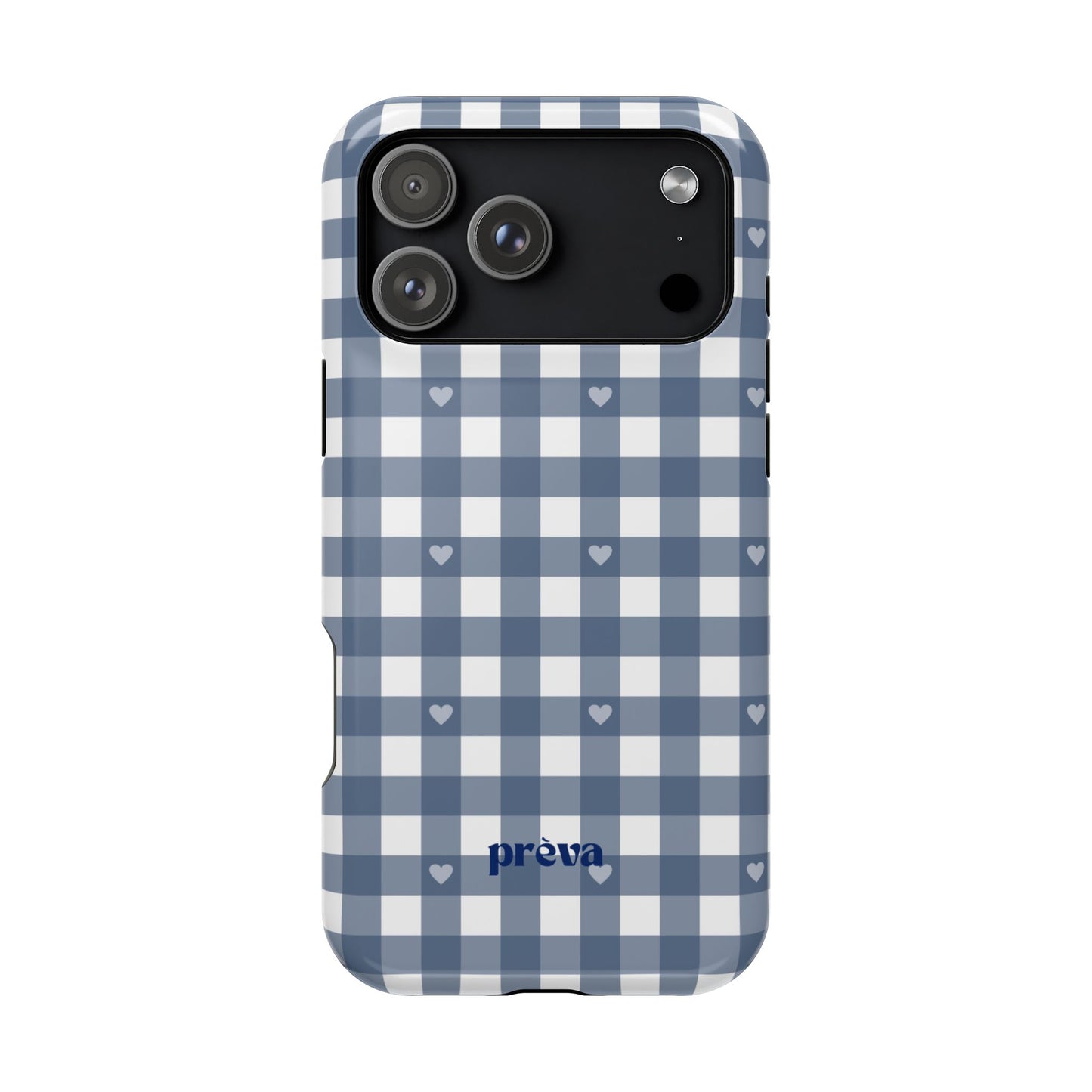 Blue Gingham Heart Phone Case