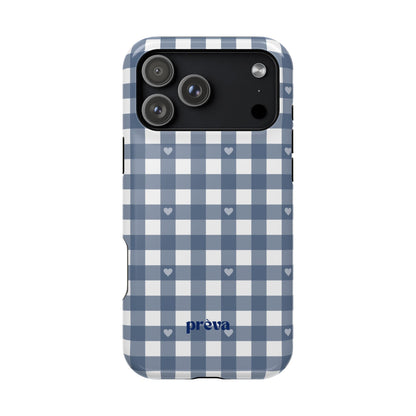 Blue Gingham Heart Phone Case