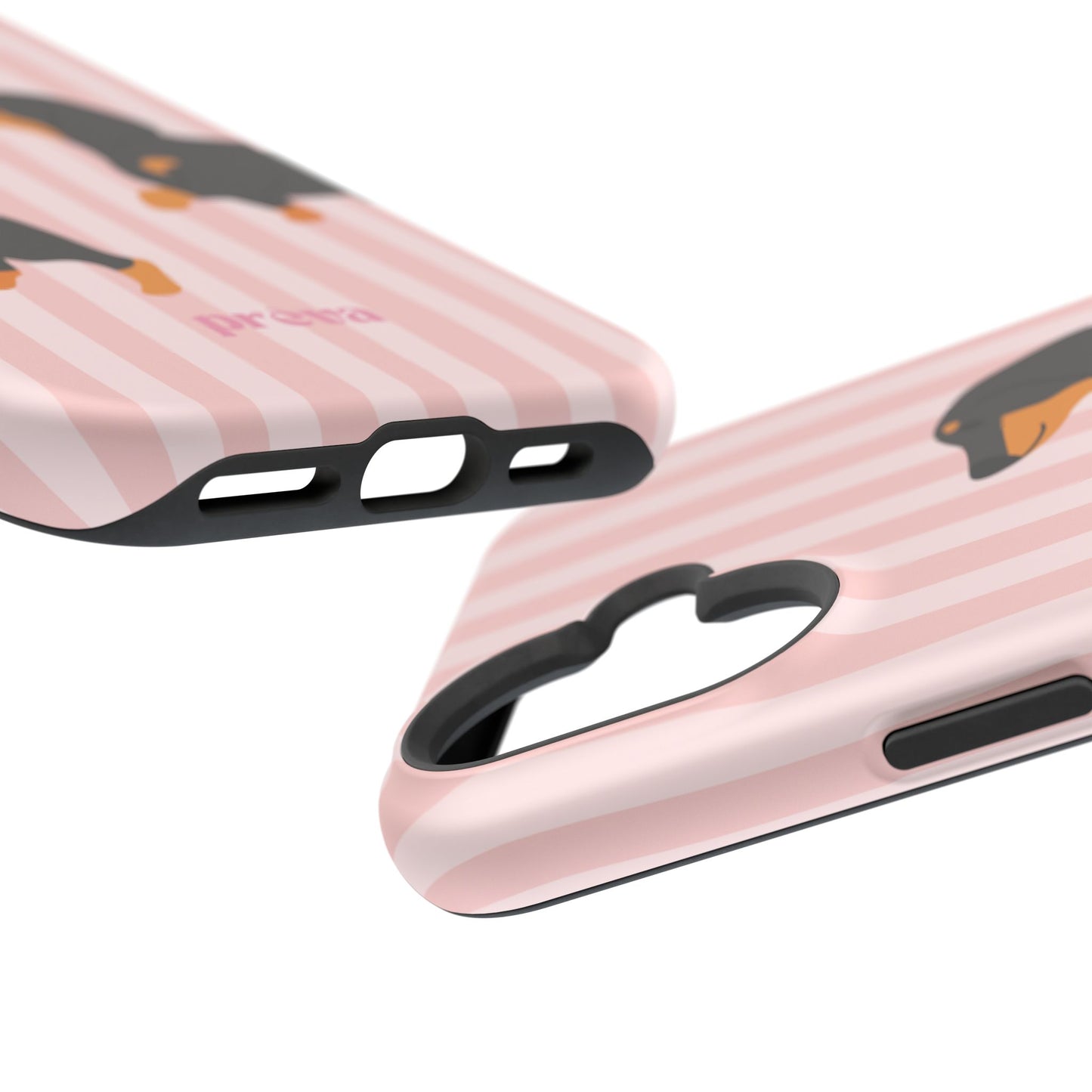Dachshund Pink Stripes x Emberli Phone Case