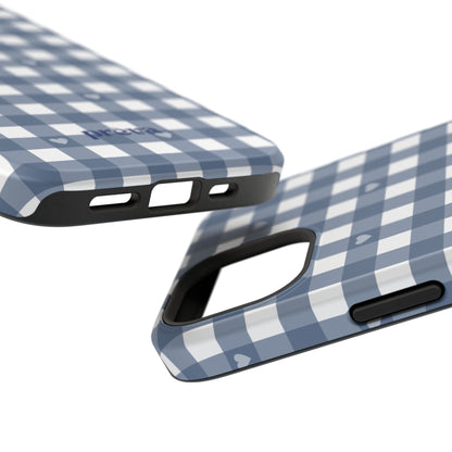 Blue Gingham Heart Phone Case