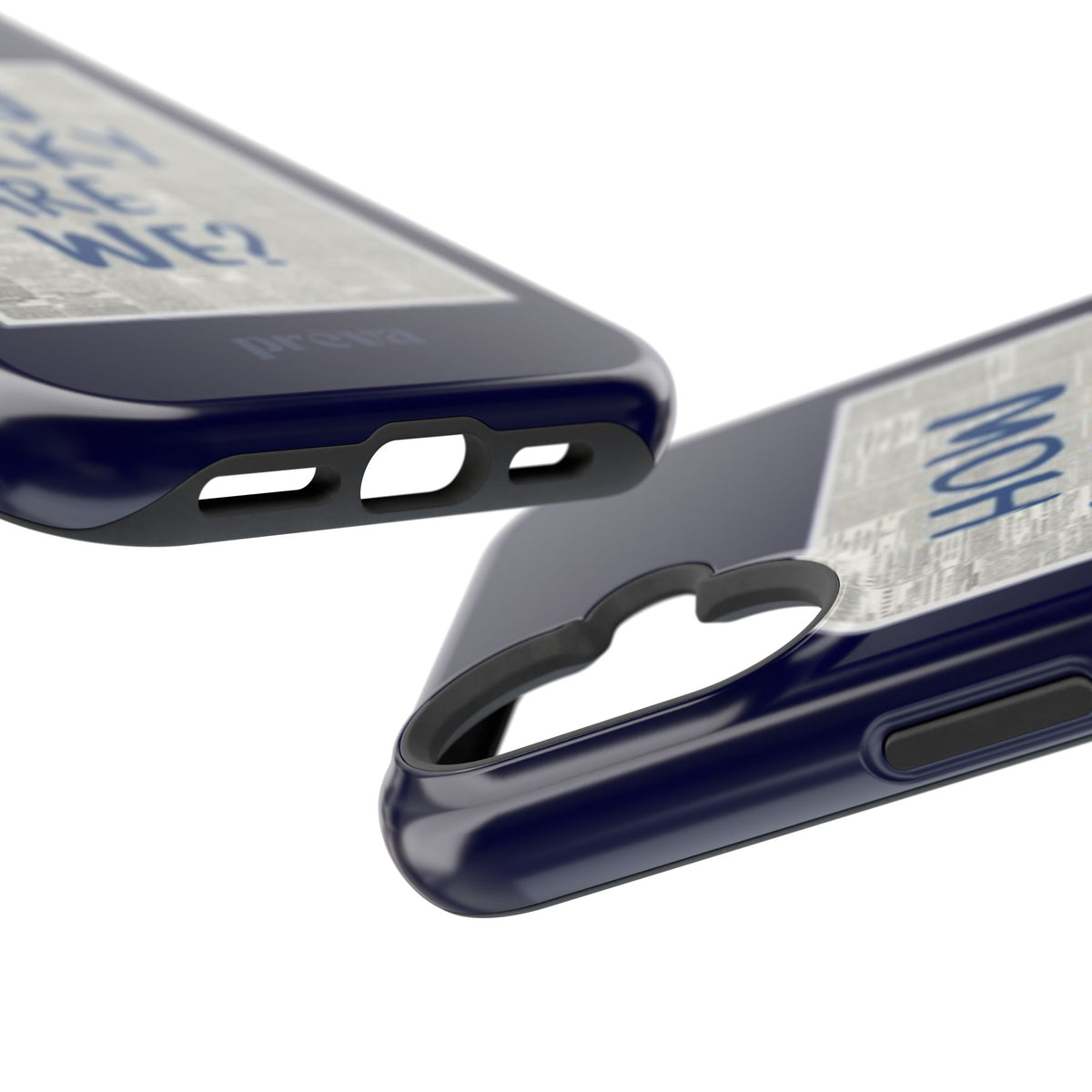Navy How Lucky Are We Phone Case