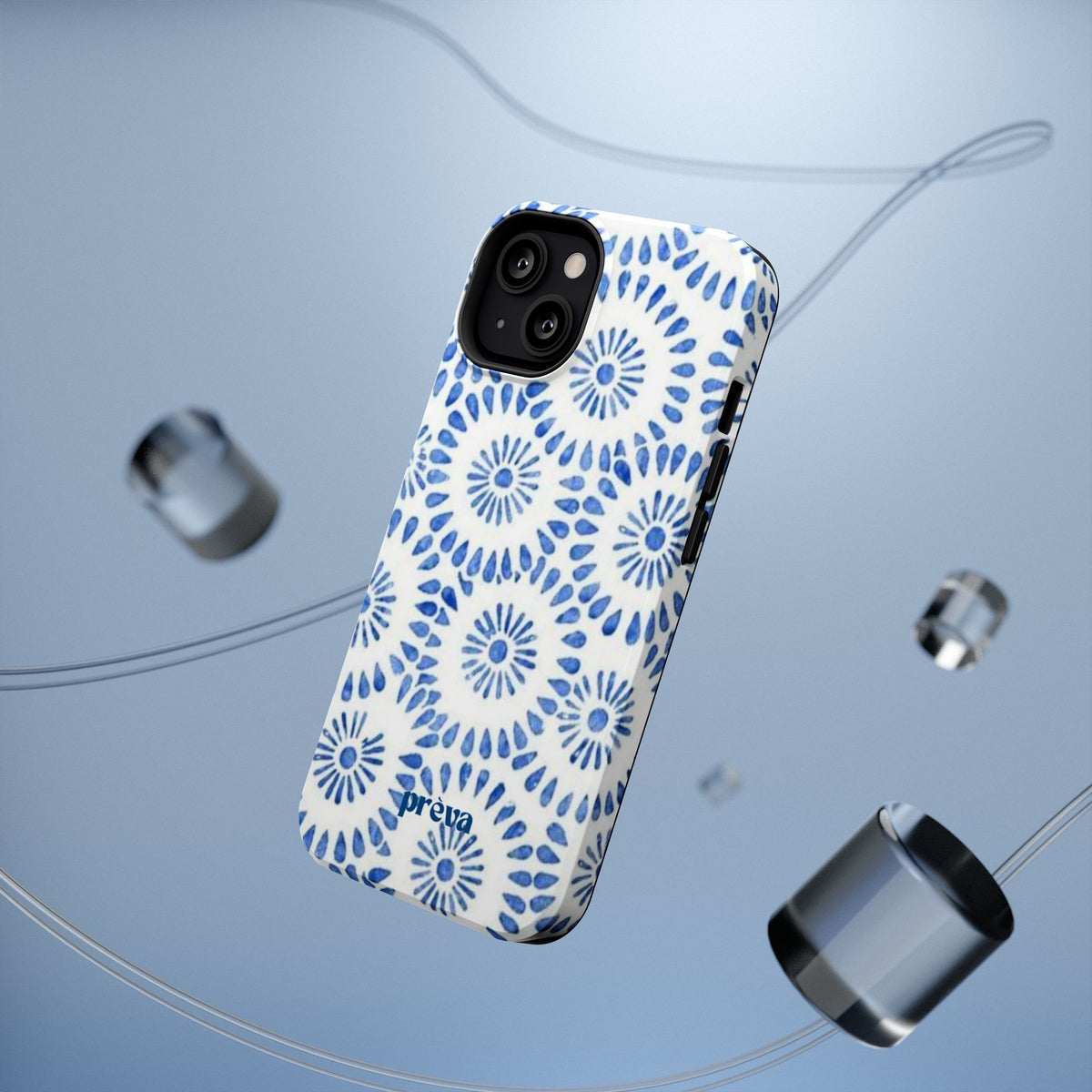 Blue Floral Spiral Phone Case