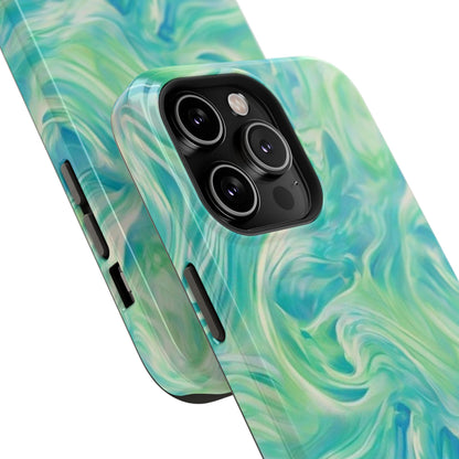Impact-Resistant Phone Case — Teal Green Marble Swirl