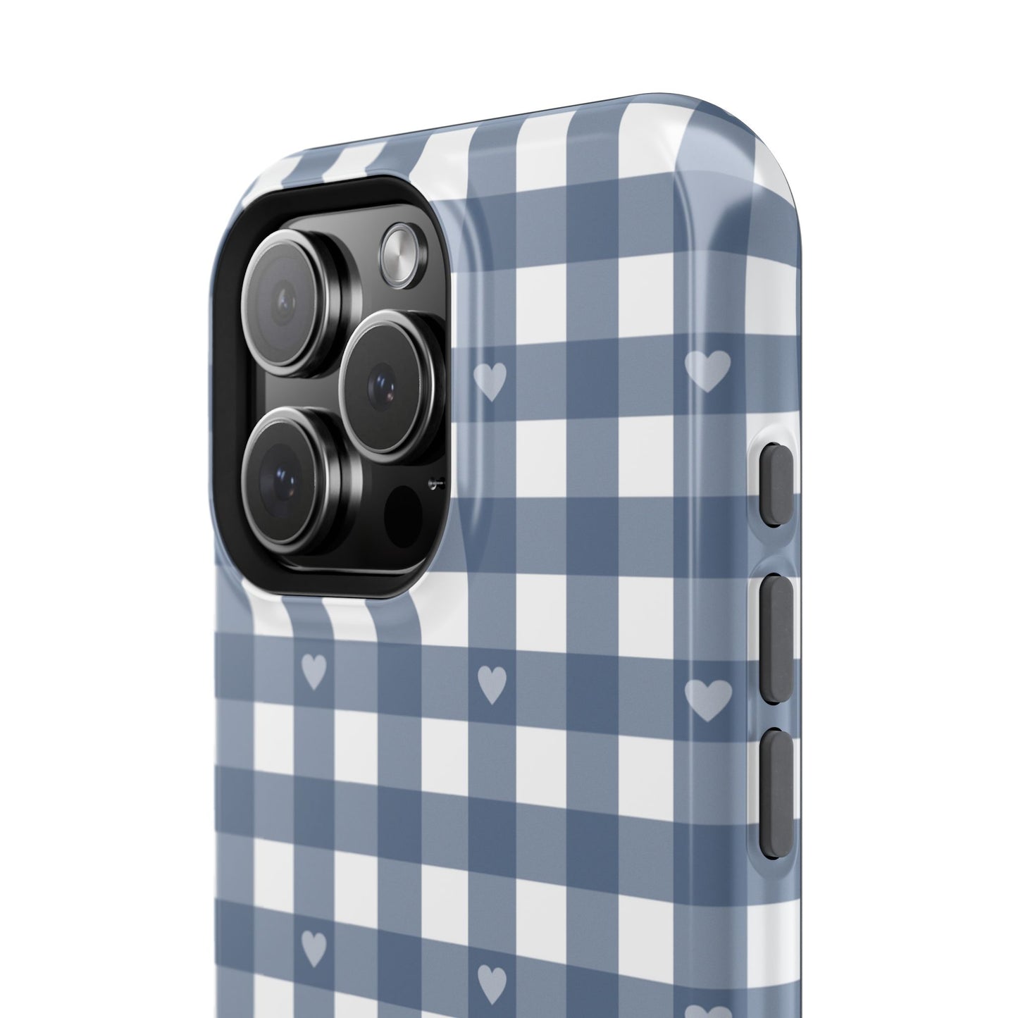 Blue Gingham Heart Phone Case