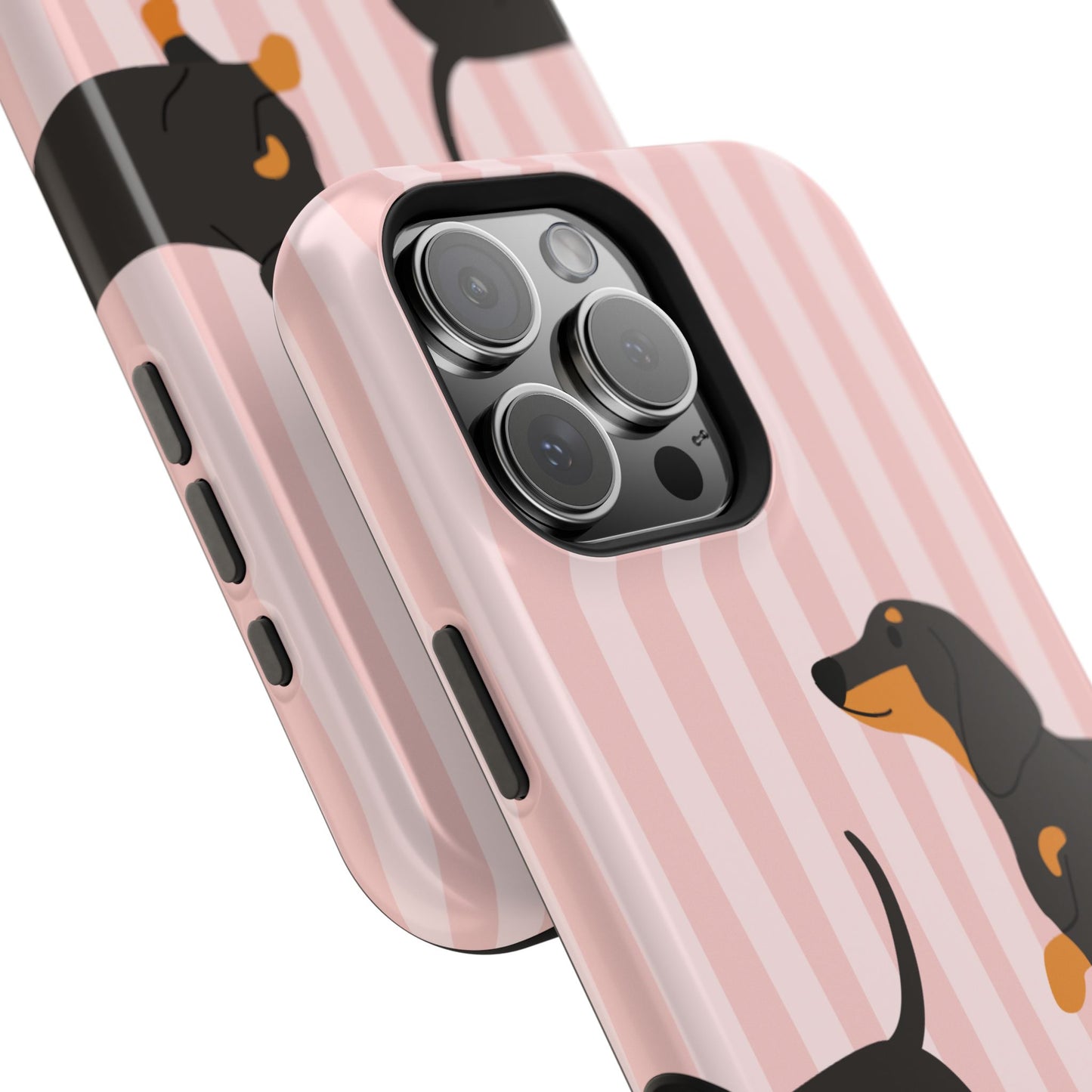 Dachshund Pink Stripes x Emberli Phone Case
