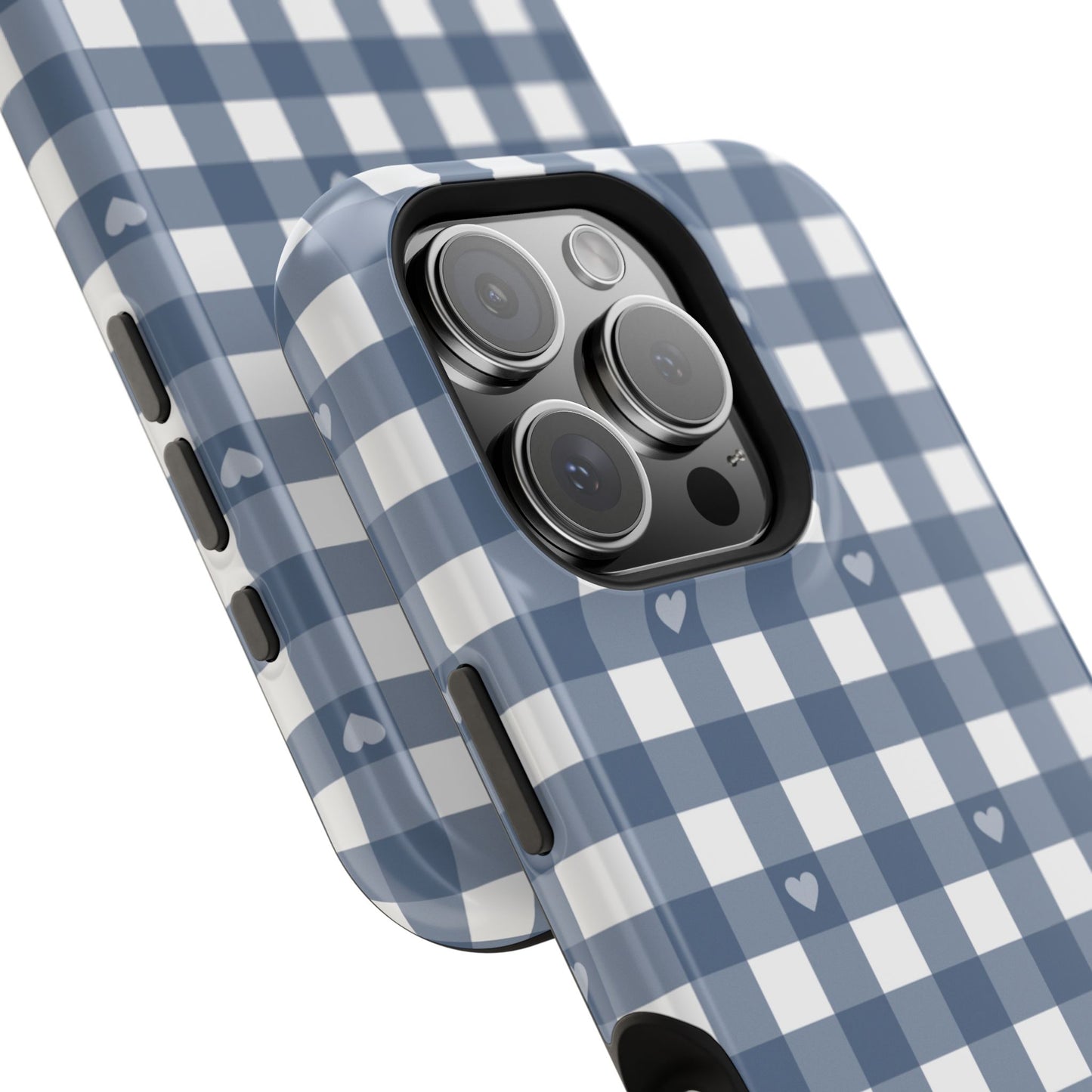 Blue Gingham Heart Phone Case
