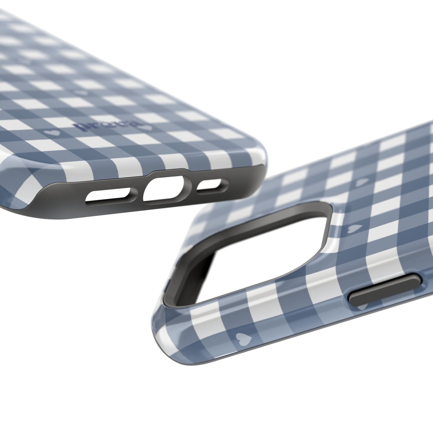 Blue Gingham Heart Phone Case
