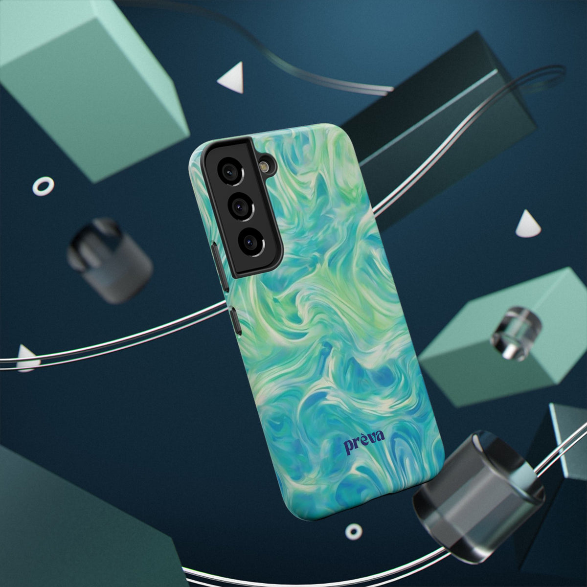 Impact-Resistant Phone Case — Teal Green Marble Swirl