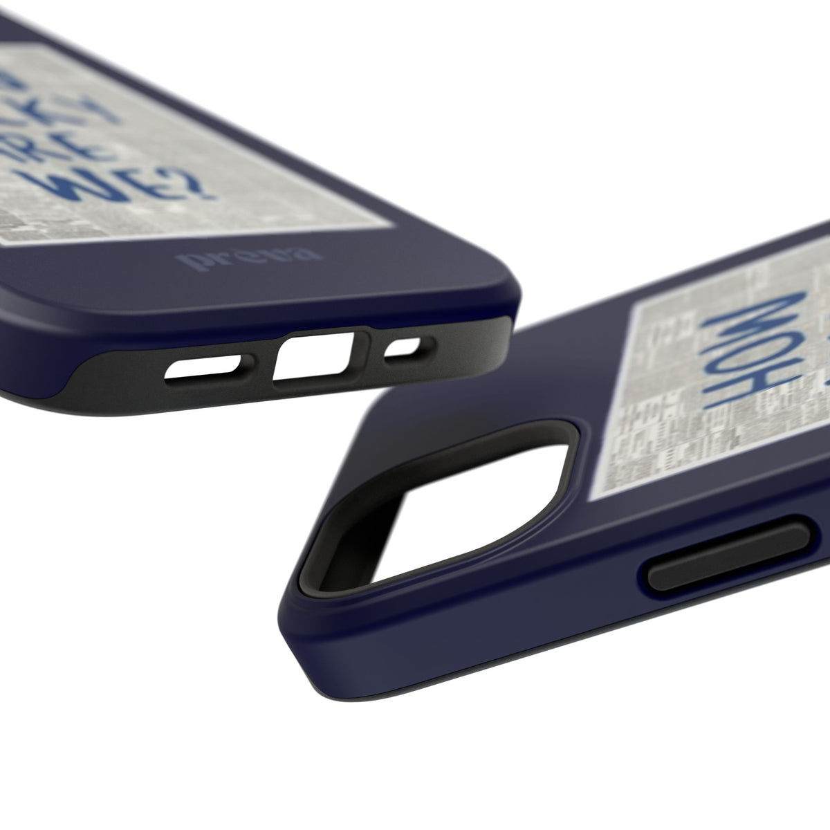 Navy How Lucky Are We Phone Case