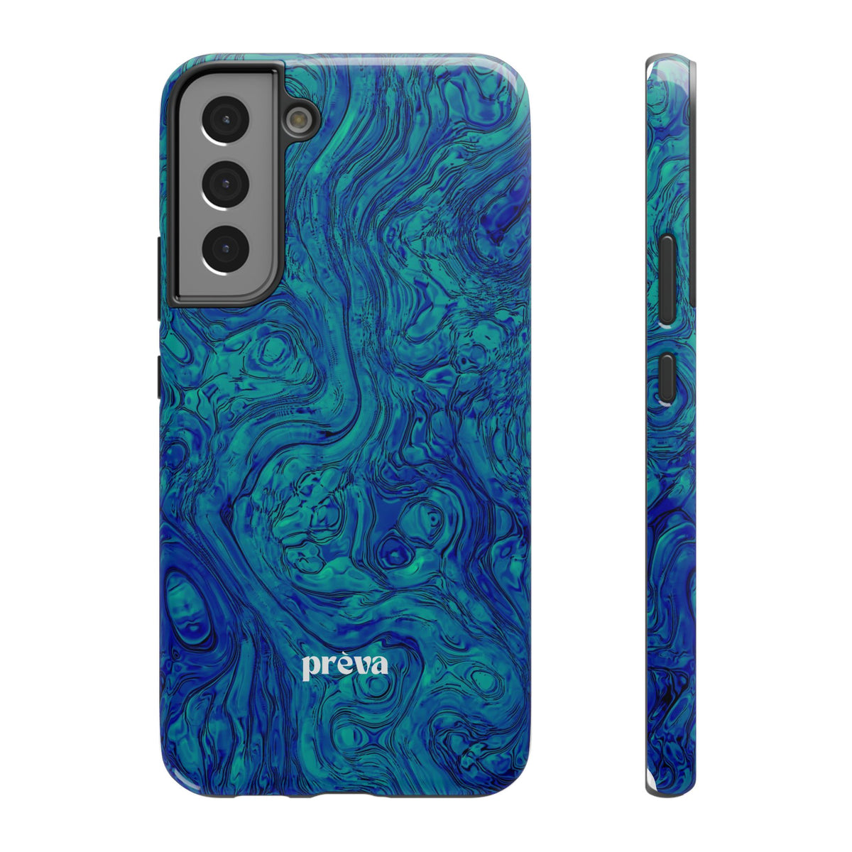 Blue Marble Impact-Resistant Phone Case — Protective Ripple Swirl Design