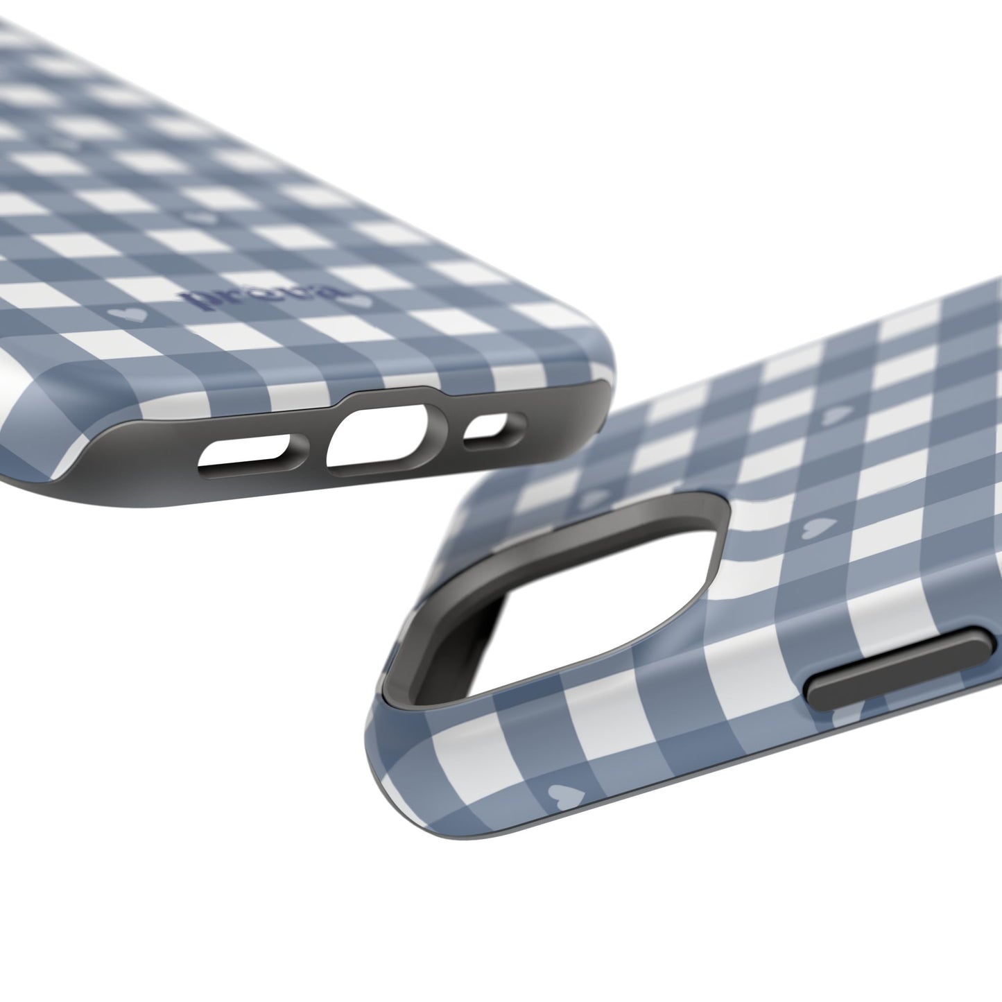 Blue Gingham Heart Phone Case