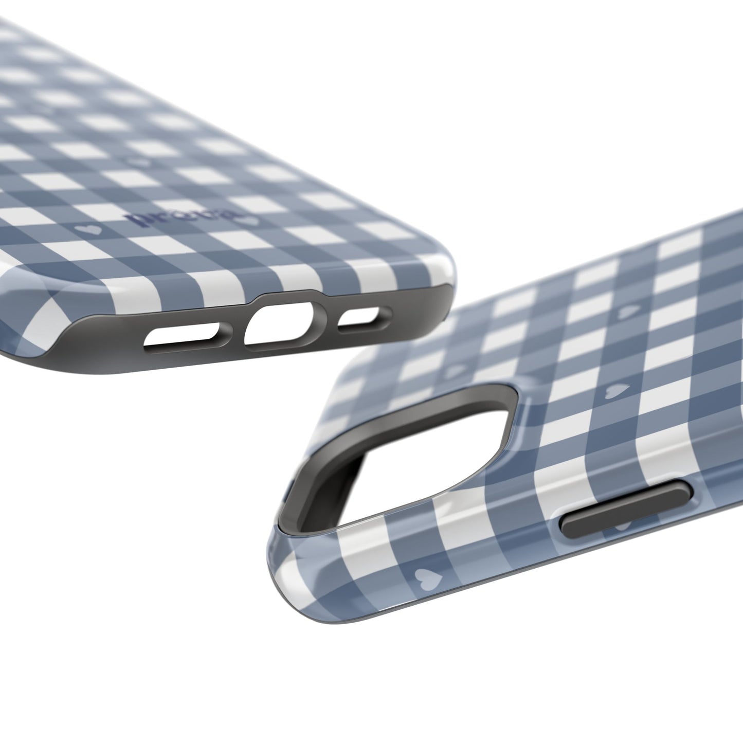 Blue Gingham Heart Phone Case