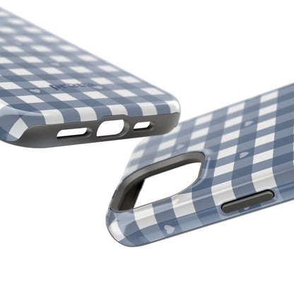 Blue Gingham Heart Phone Case