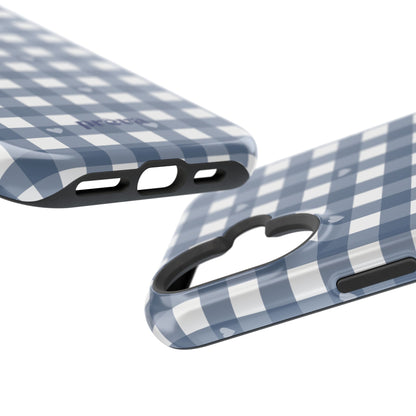Blue Gingham Heart Phone Case
