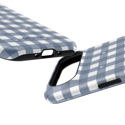 Blue Gingham Heart Phone Case