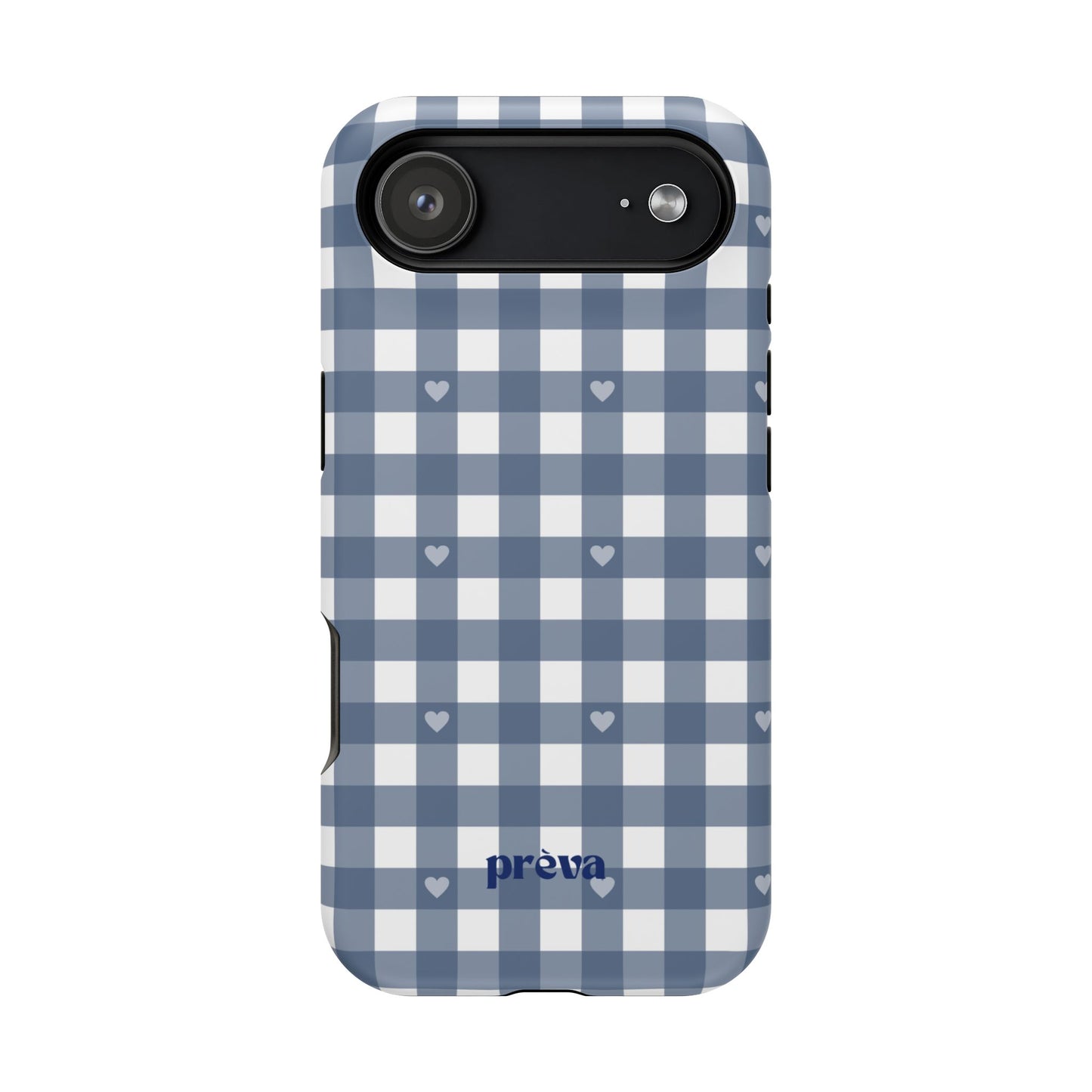 Blue Gingham Heart Phone Case