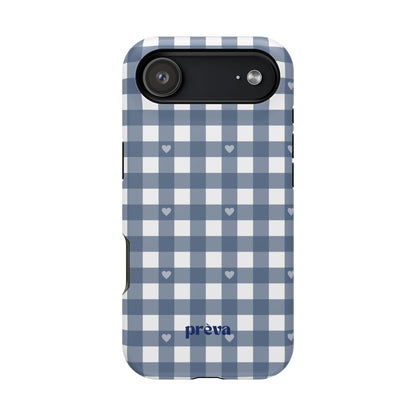 Blue Gingham Heart Phone Case