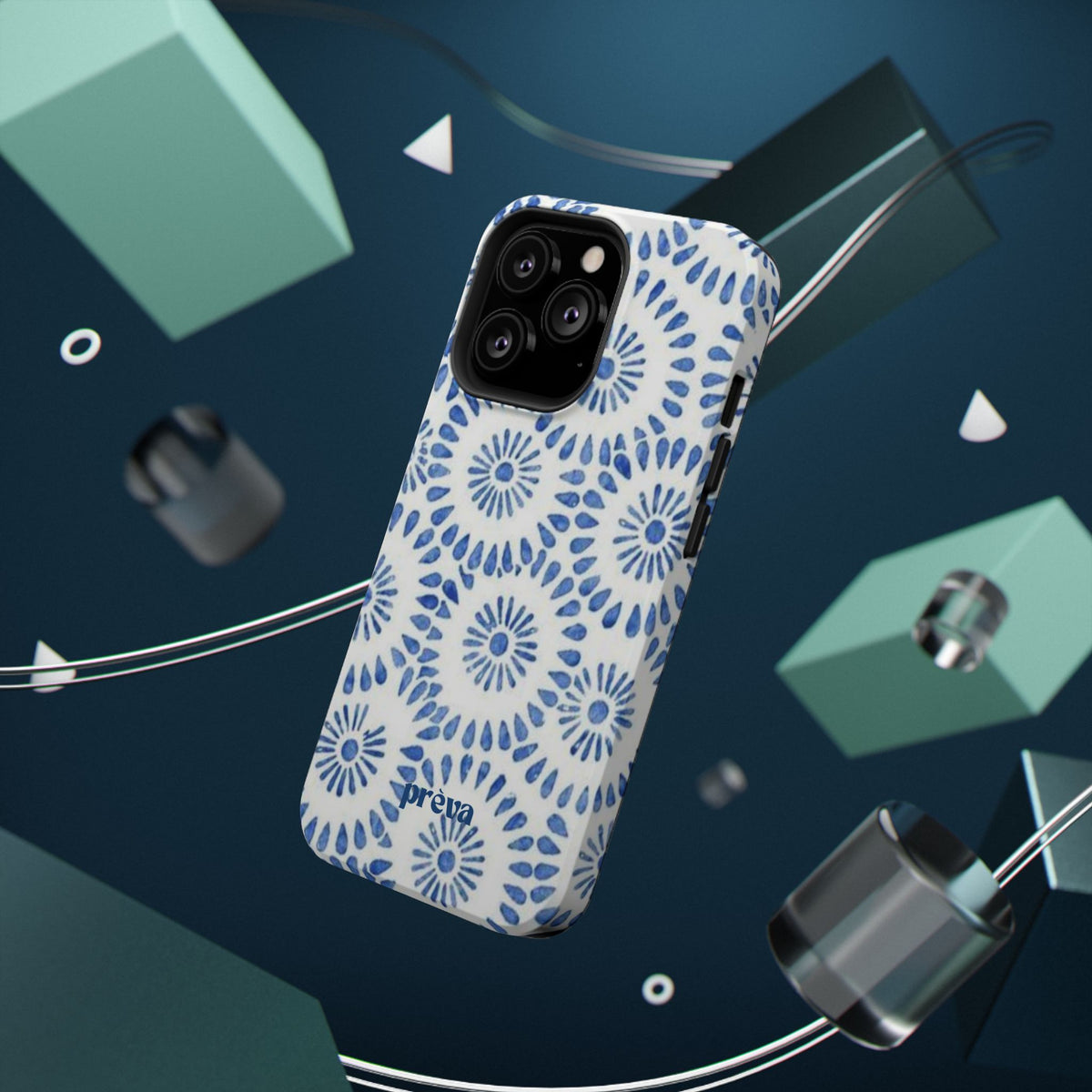 Blue Floral Spiral Phone Case