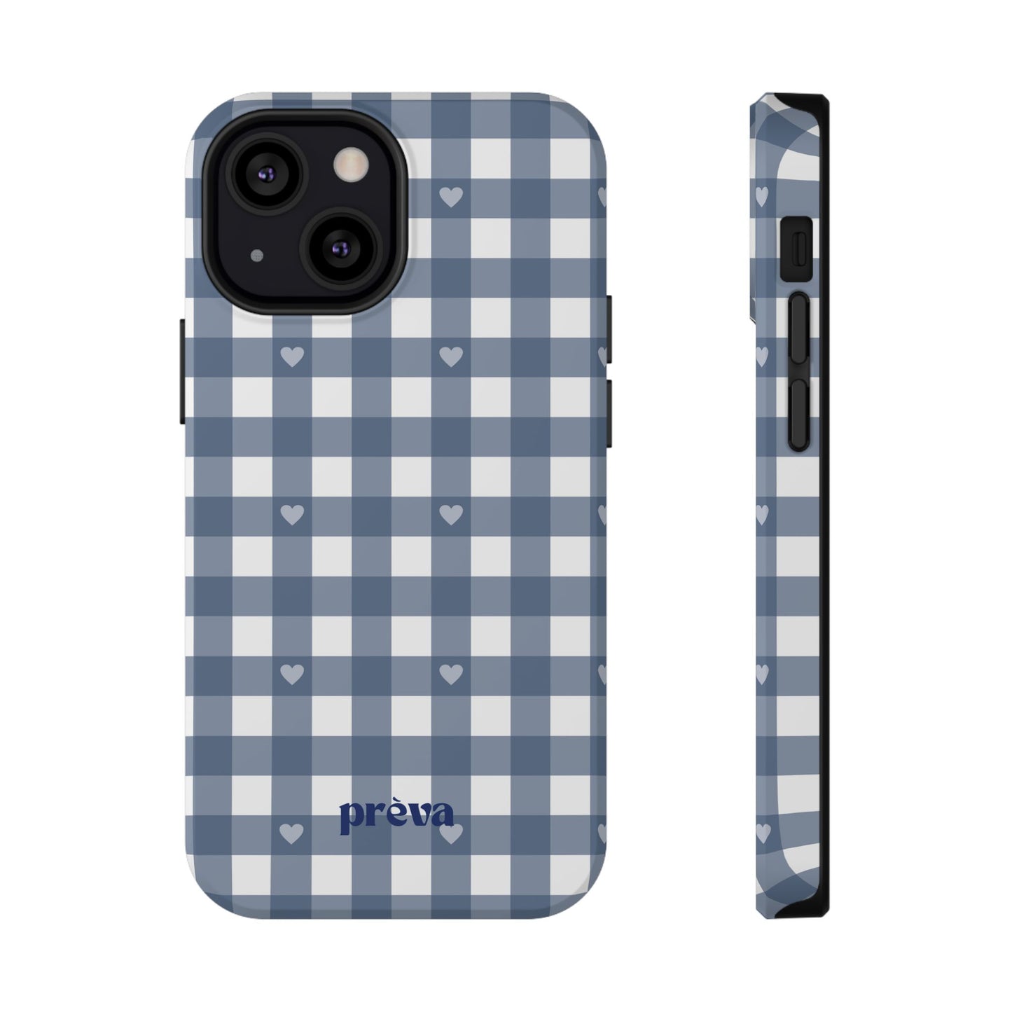 Blue Gingham Heart Phone Case