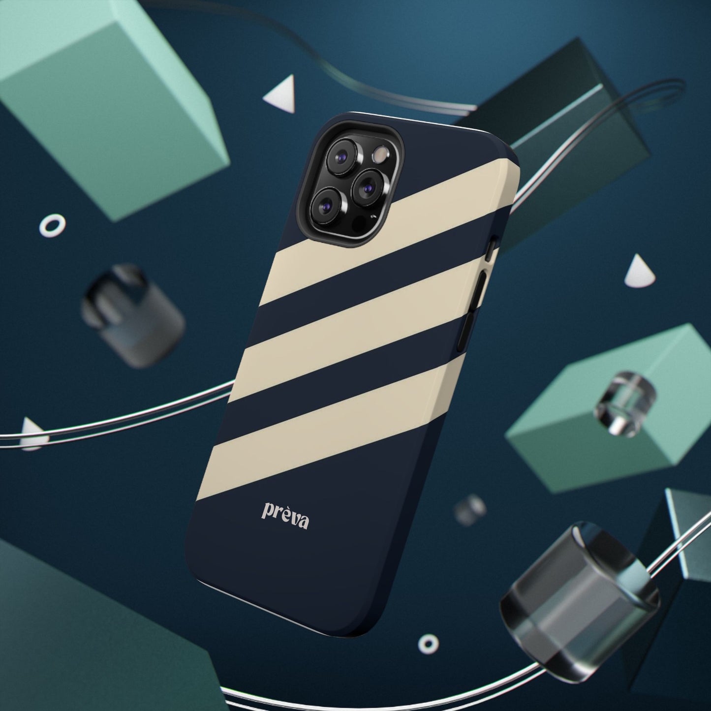 Striped Navy & Cream Phone Case