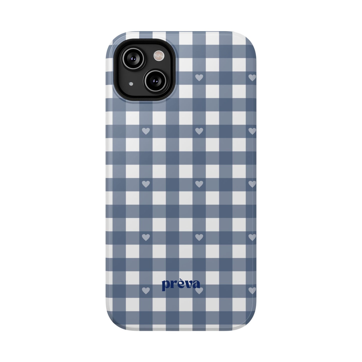 Blue Gingham Heart Phone Case