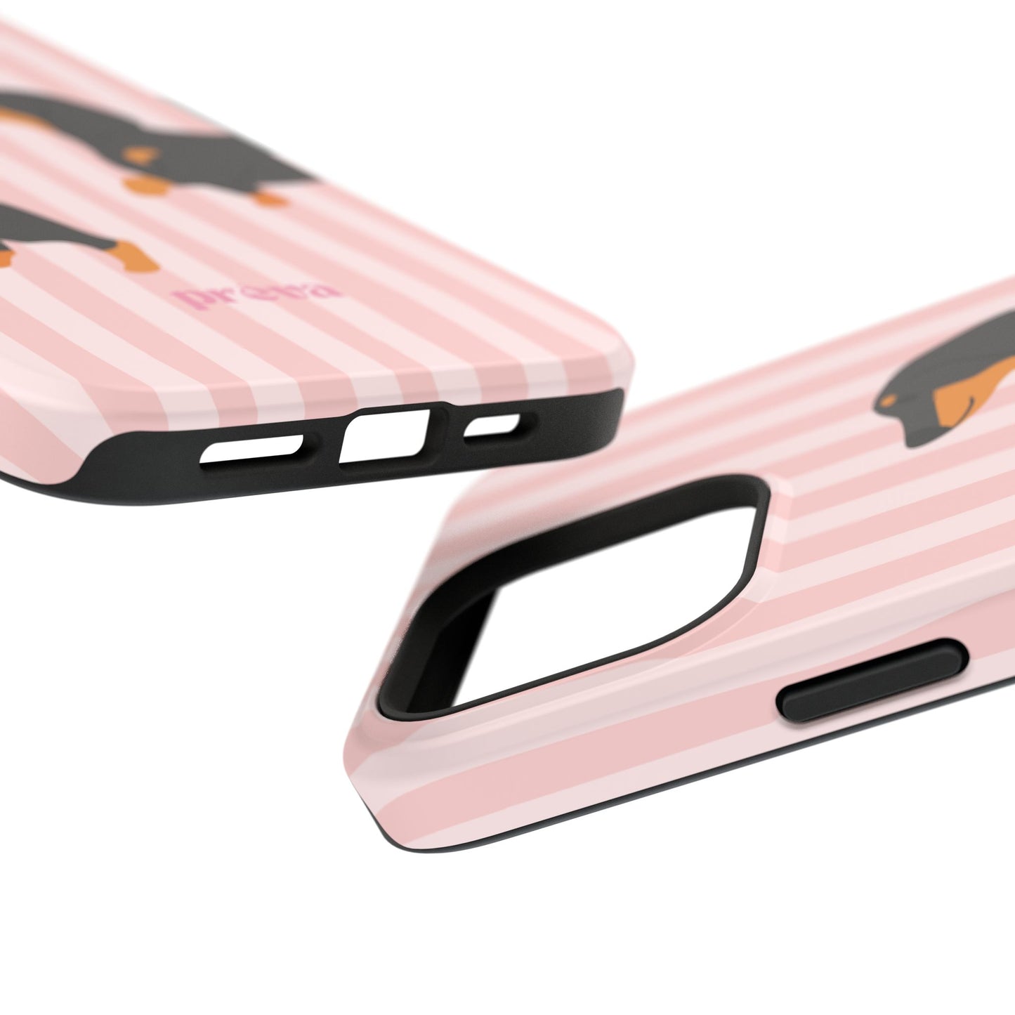 Dachshund Pink Stripes x Emberli Phone Case