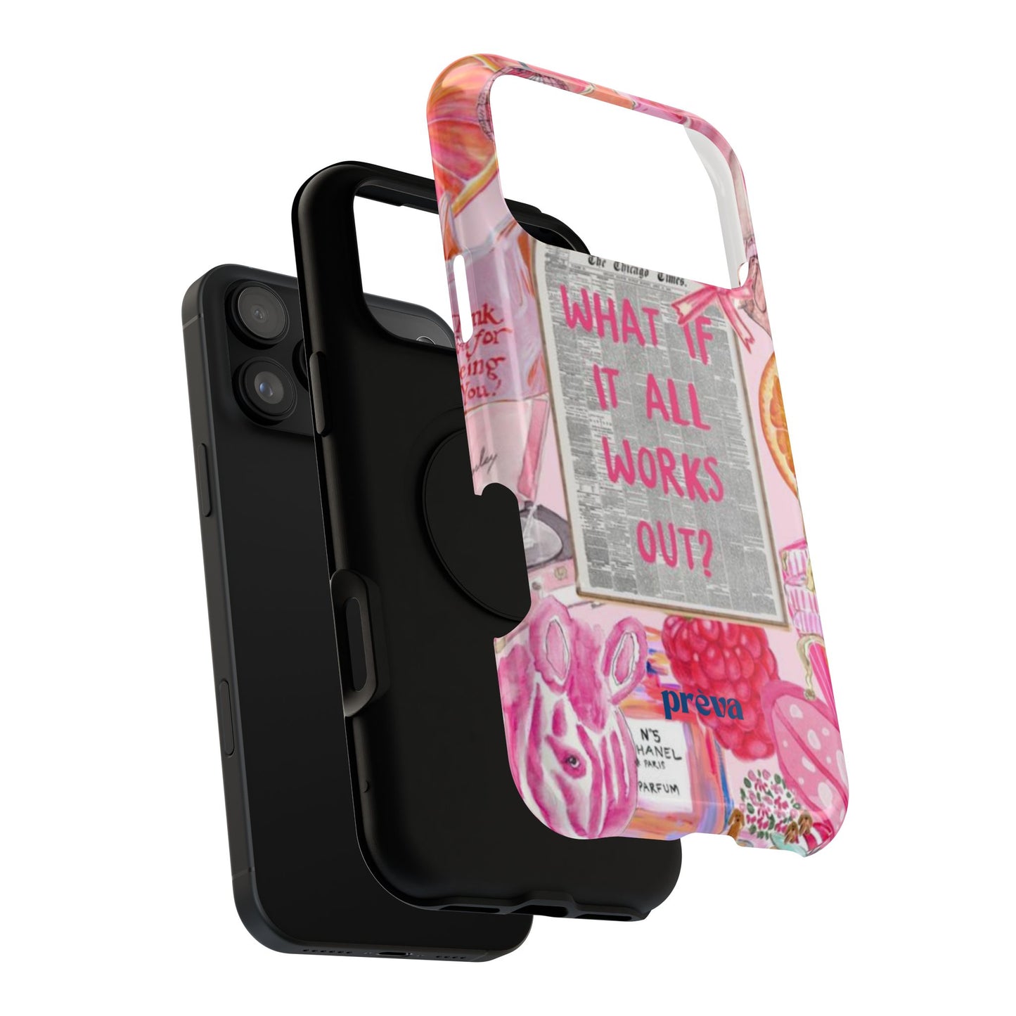 Pink "What If It All Works Out?" Collage Phone Case