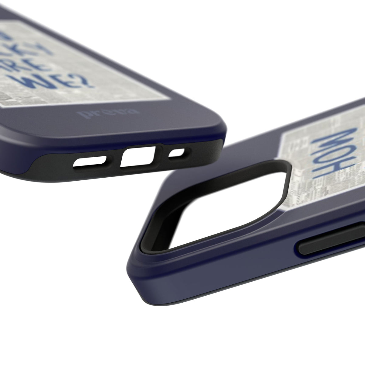 Navy How Lucky Are We Phone Case