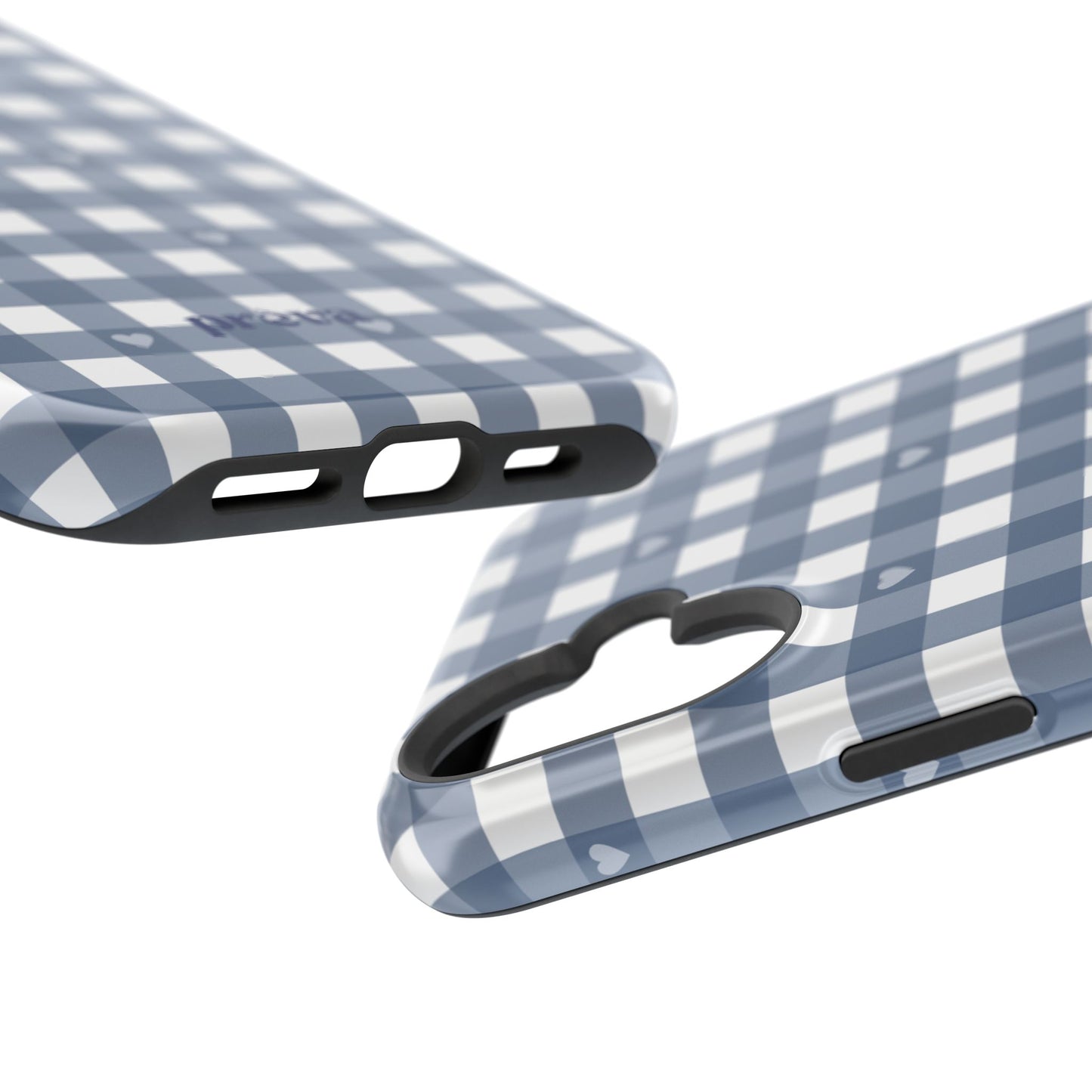 Blue Gingham Heart Phone Case